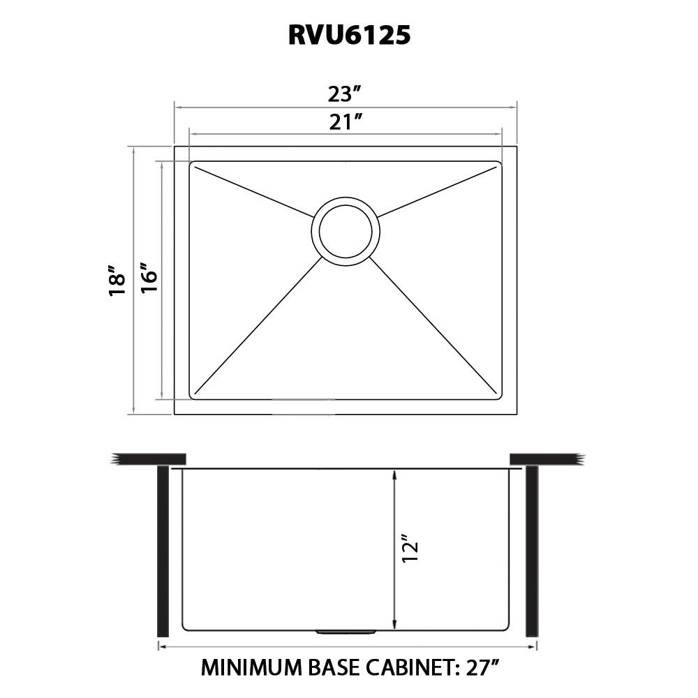 Ruvati 23" x 18" x 12" Deep Laundry Utility Sink Tight Radius